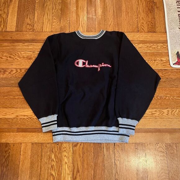90s champion reverse weave spell‎ out logo crew neck sweatshirt - Picture 1 of 5